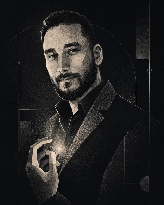 Stylized portrait of Fabio Severino